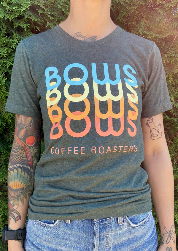 Bows x4 Tee Shirt Forest Green Bows Coffee Roasters